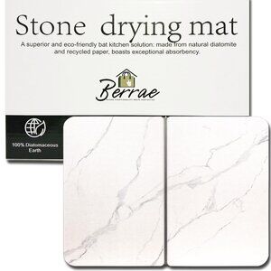 Berrae Stone Drying Mat for Kitchen/Bathroom Diatomaceous 18.75"x15"x0.35" NEW